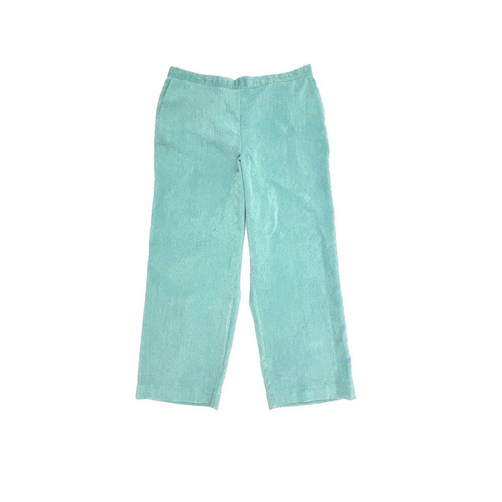 Alfred Dunner Back Elastic Pull On Crop Women's size 18 Teal Corduroy Pants